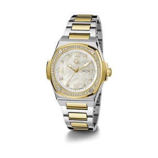 GC GC Dames Horloge Y98008L1MF Staal Bi-color Swiss Made Quartz gezet met Swarovski Stenen