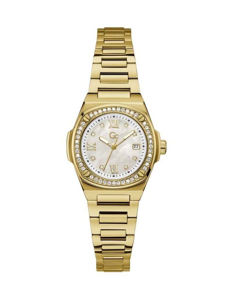 GC GC Dames Horloge Z12005L1MF Staal Goude Plating Swiss Made Quartz gezet met Swarovski Stenen