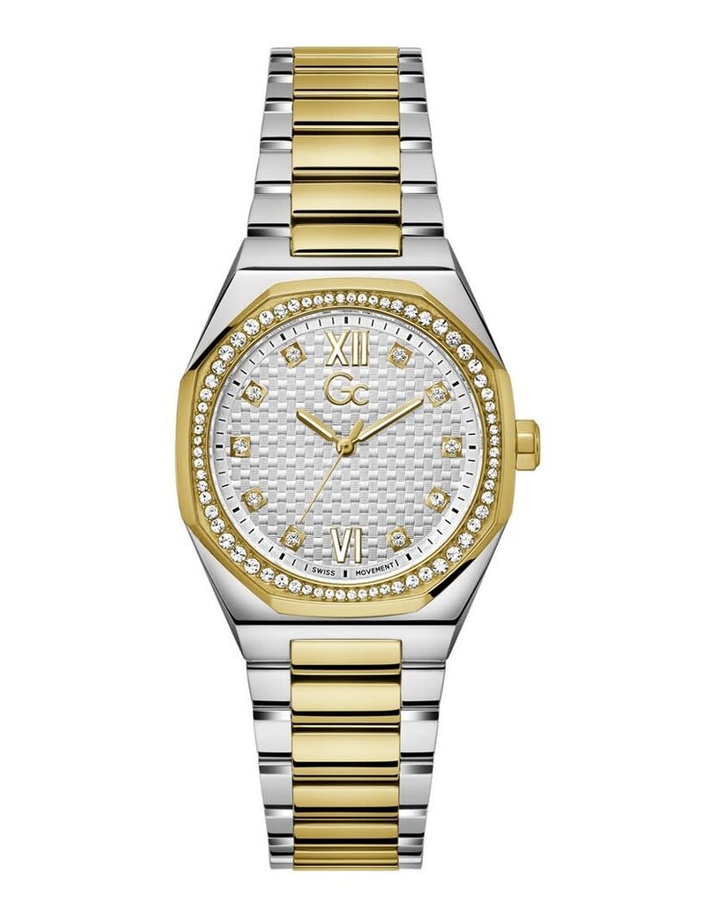 GC GC Dames Horloge Z25002L1MF Staal Bi-color Swiss Made Quartz gezet met Swarovski stenen