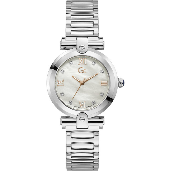 GC Y96003L1MF horloge dames staal 34 mm met Mother of pearl wijzerplaat met rose accenten
