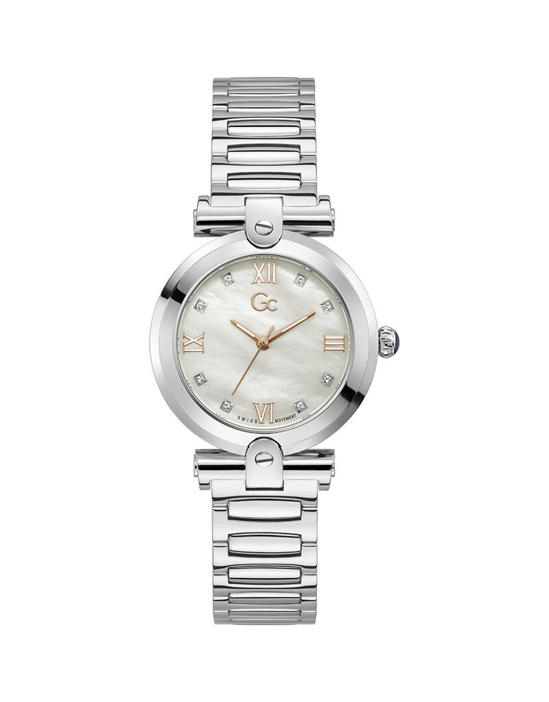 GC Y96003L1MF horloge dames staal 34 mm met Mother of pearl wijzerplaat met rose accenten