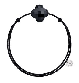 Morganne Bello Morganne Bello Armband 1015x03B115 Black Onyx Clover with Black Cord