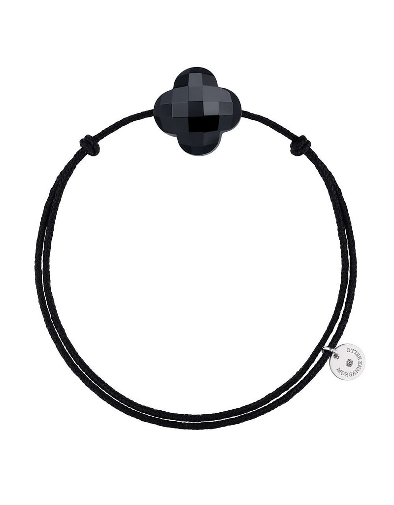 Morganne Bello Morganne Bello Armband 1015x03B115 Black Onyx Clover with Black Cord