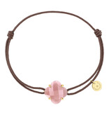 Morganne Bello Morganne Bello Armband 70x47YB145 18k Geelgoud Guava Quartz Victoria with Brown Cord One Size Fits All