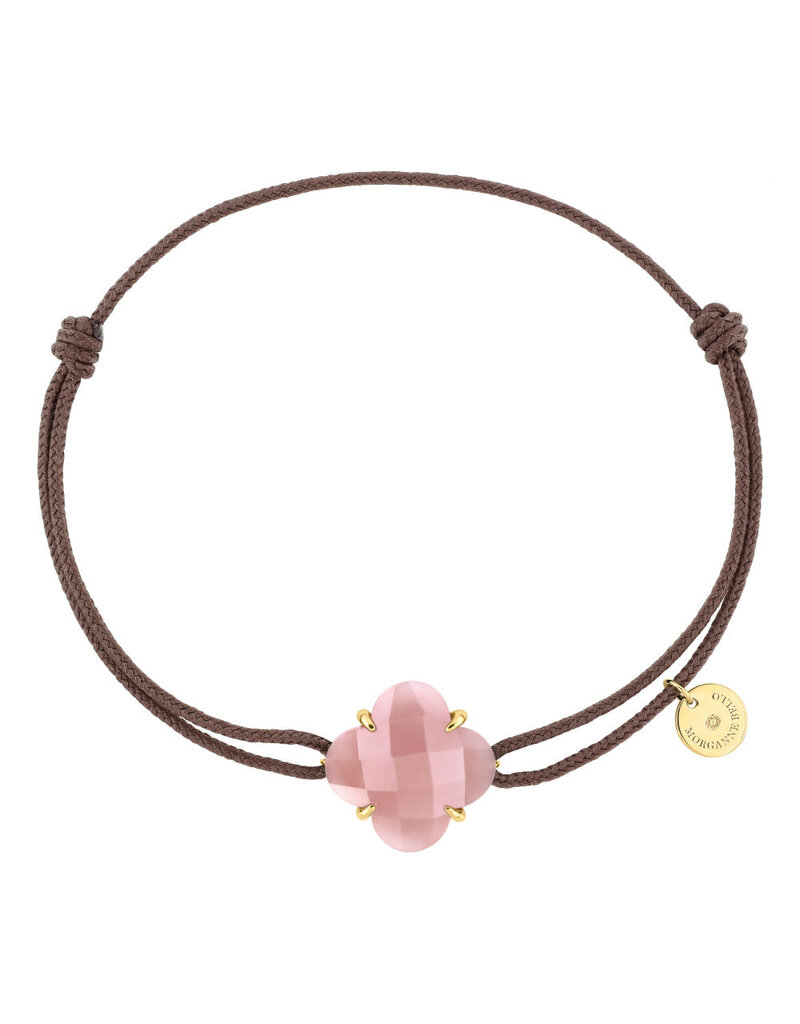 Morganne Bello Morganne Bello Armband 70x47YB145 18k Geelgoud Guava Quartz Victoria with Brown Cord One Size Fits All