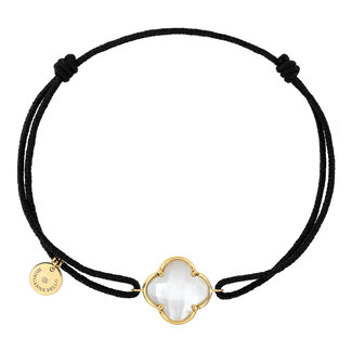 Morganne Bello Morganne Bello Armband 20X03YB111 Victoria 18k Geelgoud Mother of Pearl  met Zwarte Cord