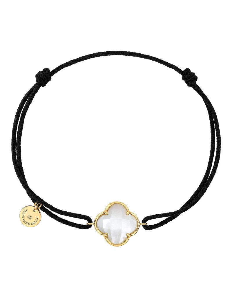 Morganne Bello Morganne Bello Armband 20X03YB111 18k Geelgoud Victoria Mother of Pearl with Black Cord One Size Fits All