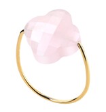 Morganne Bello Morganne Bello Ring 1011YB122/54  18k Geelgoud Powdery Pink Quartz Clover Maat 54