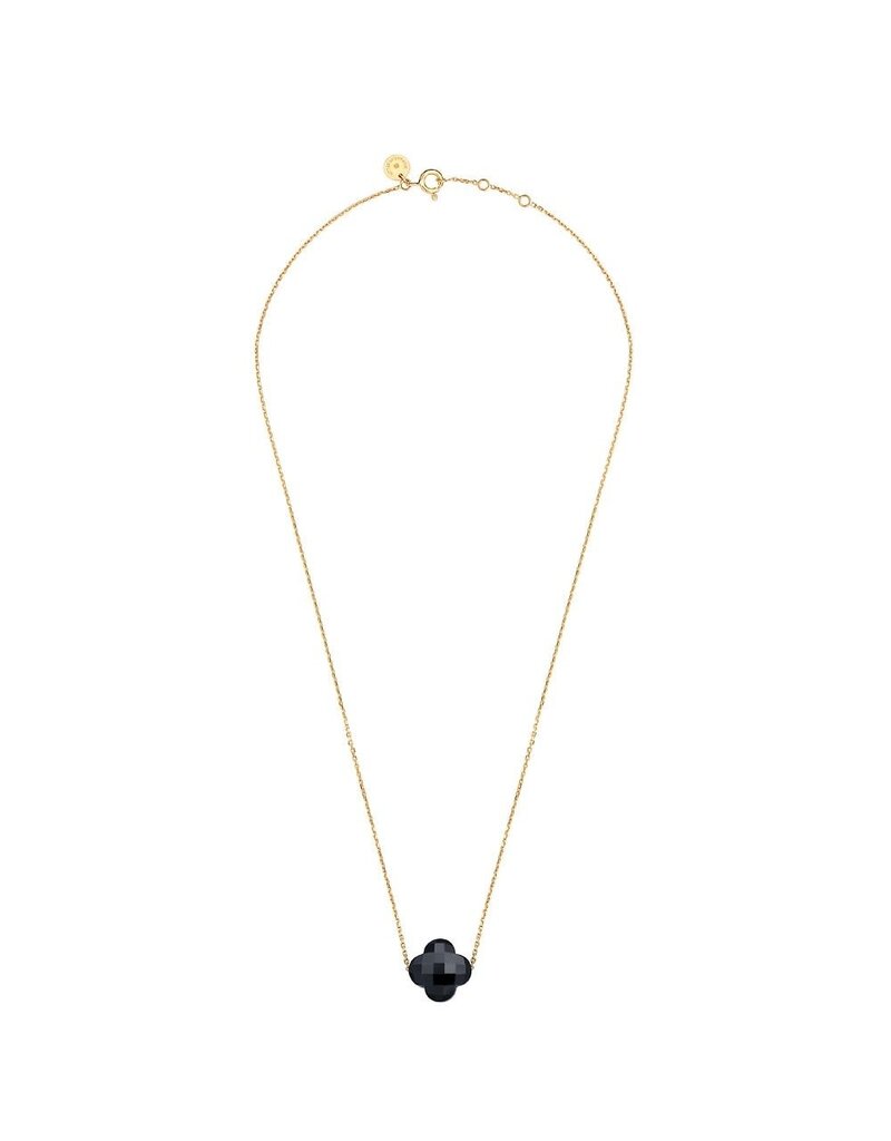 Morganne Bello Morganne Bello Collier 1013YB1B115 18k Geelgoud Black Onyx Clover 42-45cm