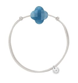 Morganne Bello Morganne Bello Armband 1015X48B155 Blue Quartz Clover with Grey Cord