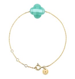 Morganne Bello Morganne Bello Armband 1012YB1B195 18k Geelgoud Green Amazonite Clover 17-21cm