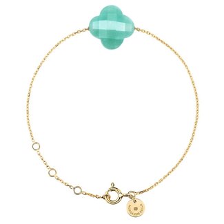 Morganne Bello Morganne Bello Armband 1012YB1B195 18k Geelgoud Green Amazonite Clover 14-17cm