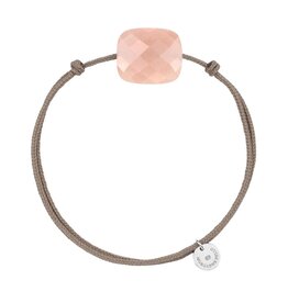 Morganne Bello Morganne Bello Armband 1025X47A099 Peach Moonstone Cushion with Brown Cord