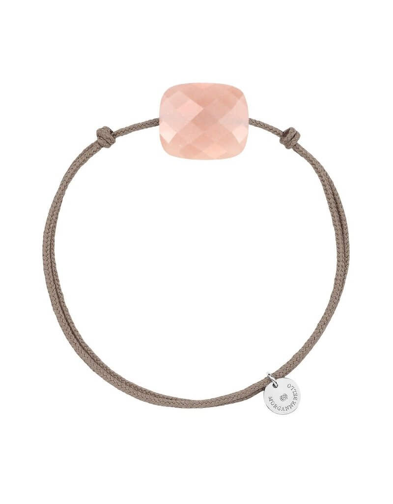 Morganne Bello Morganne Bello Armband 1025X47A099 Peach Moonstone Cushion with Brown Cord