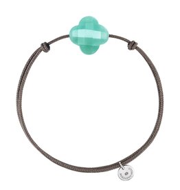 Morganne Bello Morganne Bello Armband 1015x47B195 Green Amazonite Clover with Brown Cord