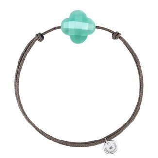 Morganne Bello Morganne Bello Armband 1015x47B195 Green Amazonite Clover with Brown Cord