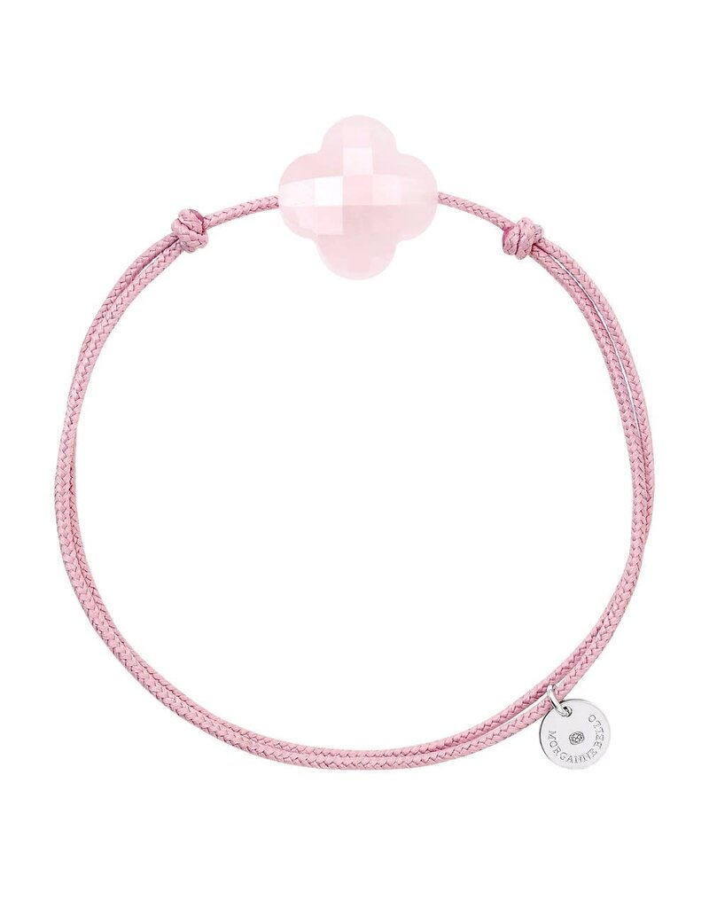 Morganne Bello Morganne Bello Armband 1015x64B122 Powdery Pink Clover Quartz with Pink Cord