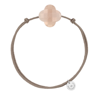 Morganne Bello Morganne Bello Armband 1015X47B099 Peach Moonstone Clover with Taupe Cord