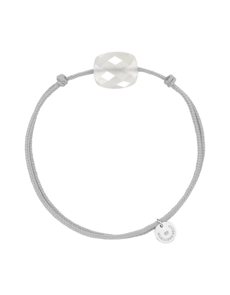 Morganne Bello Morganne Bello Armband 1015X48A117 White Moonstone Cushion with Grey Cord