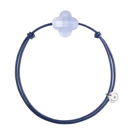 Morganne Bello Morganne Bello Armband 1015X46B104 Blue Lace Agate Clover with Blue Cord