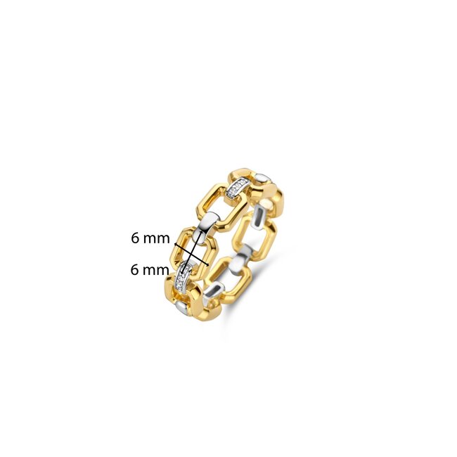 Ti Sento Milano Ti Sento Ring 12292ZY/54Zilver Bi-Color met Gezette Zirkonia Stenen maat 54