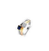 Ti Sento Milano Ti Sento ring 12275BY/54 ring dames "dubbel in Bi color met blauwe baquet en pave gezette stenen