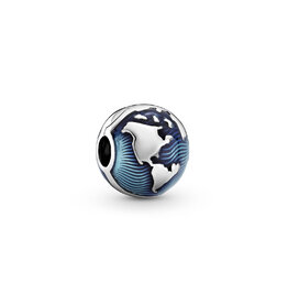 Pandora Pandora 799429C01 Globe sterling silver clip with transparent blue enamel