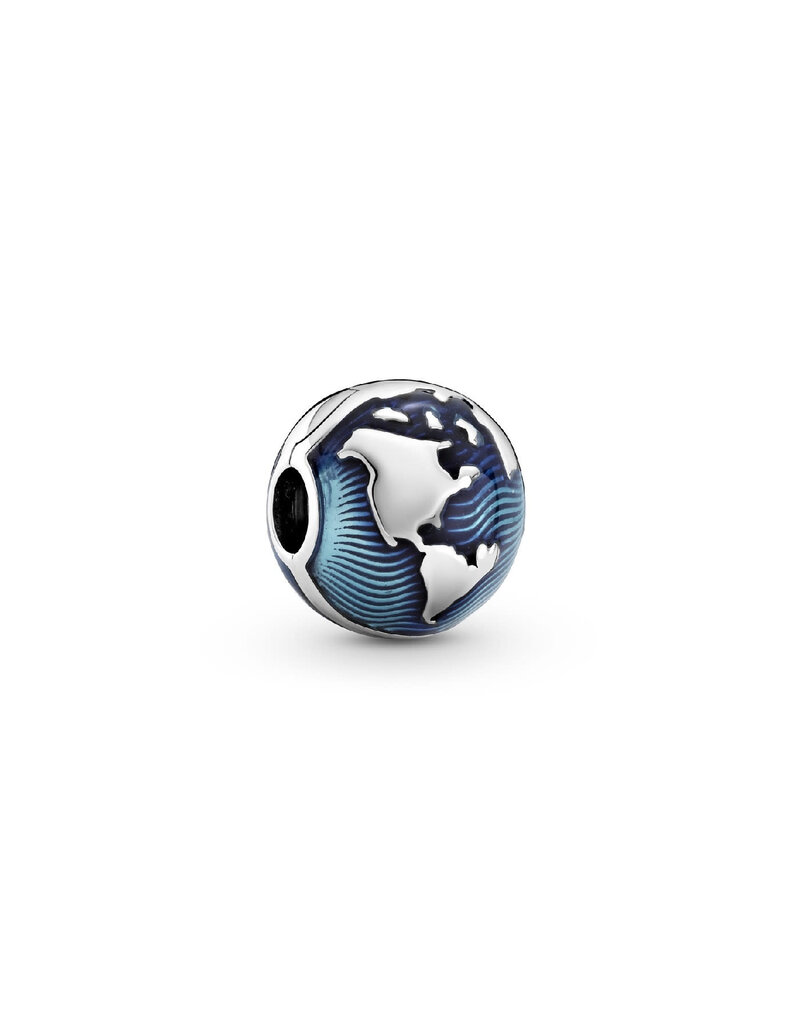 Pandora Pandora 799429C01 Globe sterling silver clip with transparent blue enamel