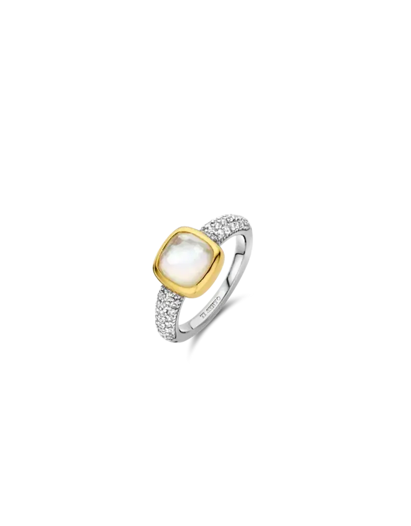 Ti Sento Milano Ti Sento Ring 12331MW/54 Zilver Bi-color met Maansteen en Zirkonia's Maat 54