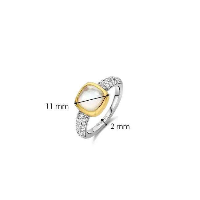 Ti Sento Milano Ti Sento Ring 12331MW/54 Zilver Bi-color met Maansteen en Zirkonia's Maat 54