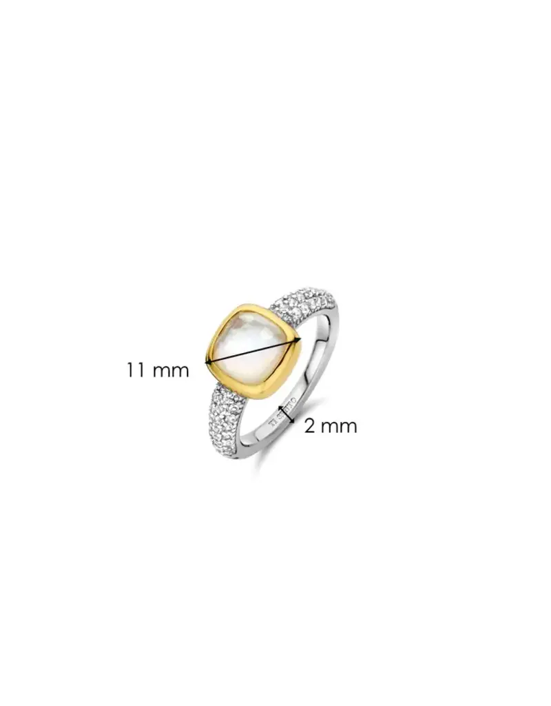 Ti Sento Milano Ti Sento Ring 12331MW/54 Zilver Bi-color met Maansteen en Zirkonia's Maat 54