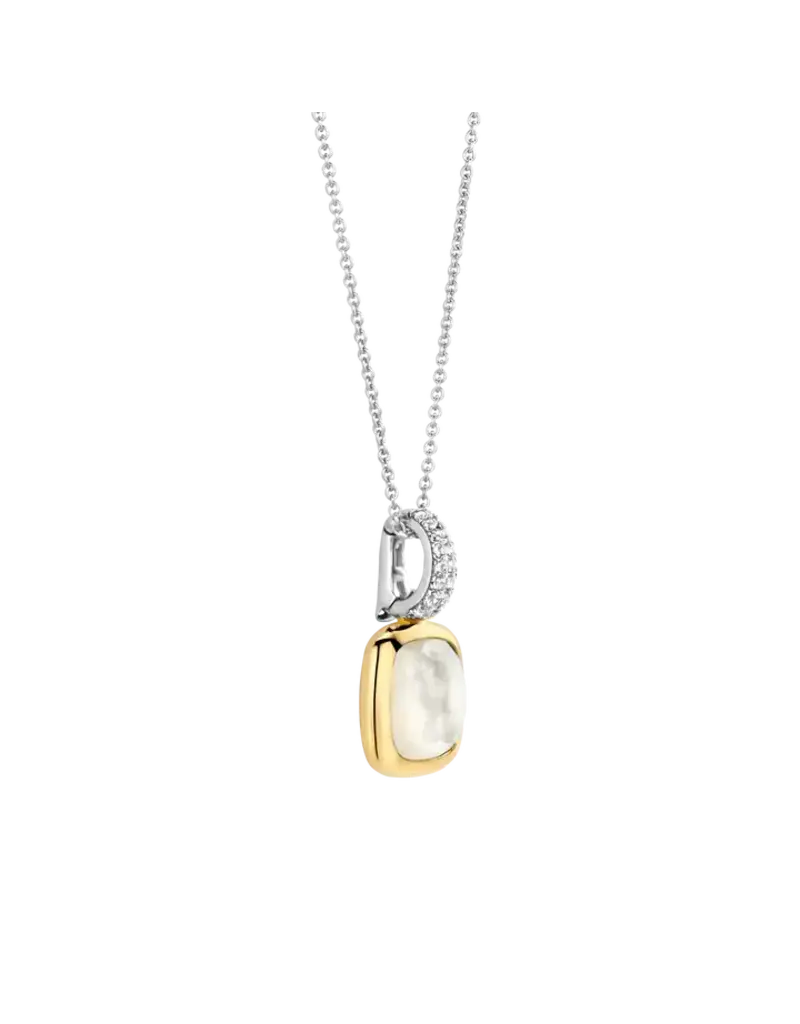 Ti Sento Milano Ti Sento Collier 6829MW Zilver met Goude Plating en Maansteen met Zirkonia 45cm