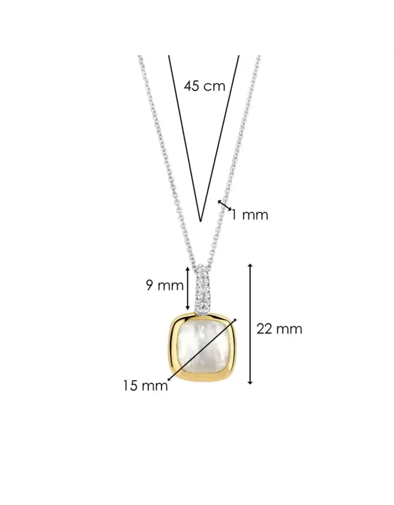 Ti Sento Milano Ti Sento Collier 6829MW Zilver met Goude Plating en Maansteen met Zirkonia 45cm