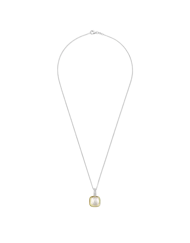 Ti Sento Milano Ti Sento Collier 6829MW Zilver met Goude Plating en Maansteen met Zirkonia 45cm