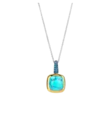 Ti Sento Milano Ti  Sento Collier 6829TQ Zilver met Goude Plating en Turqouise Steen en Blauwe Zirkonia's 45cm