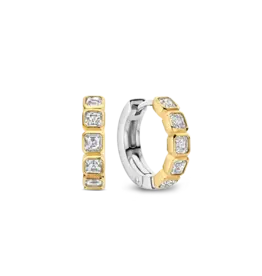 Ti Sento Milano Ti Sento Oorbellen 7965ZY Zilver met Goude Plating en Zirkonia's 16.5mm