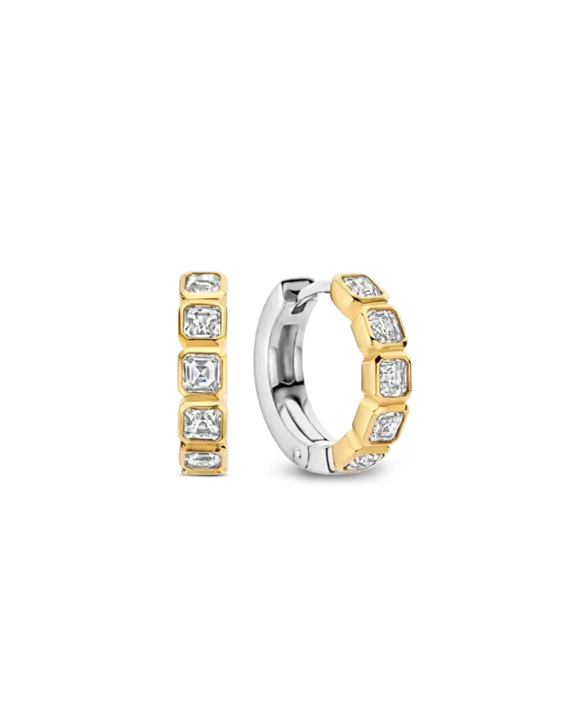 Ti Sento Milano Ti Sento Oorbellen 7965ZY Zilver met Goude Plating en Zirkonia's 16.5mm