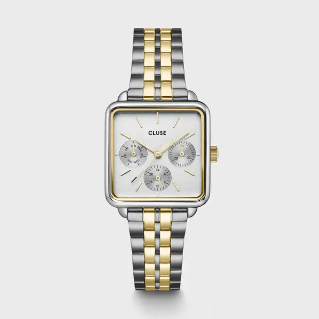 Cluse Cluse Horloge CW13803 Staal Bi-color Quartz Chronograaf Vierkant