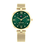 Tommy Hilfiger Tommy Hilfiger Dames Horloge TH1782711 Staal met Geelgoude Plating en Groene Wijzerplaat Ella