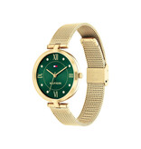 Tommy Hilfiger Tommy Hilfiger Dames Horloge TH1782711 Staal met Geelgoude Plating en Groene Wijzerplaat Ella