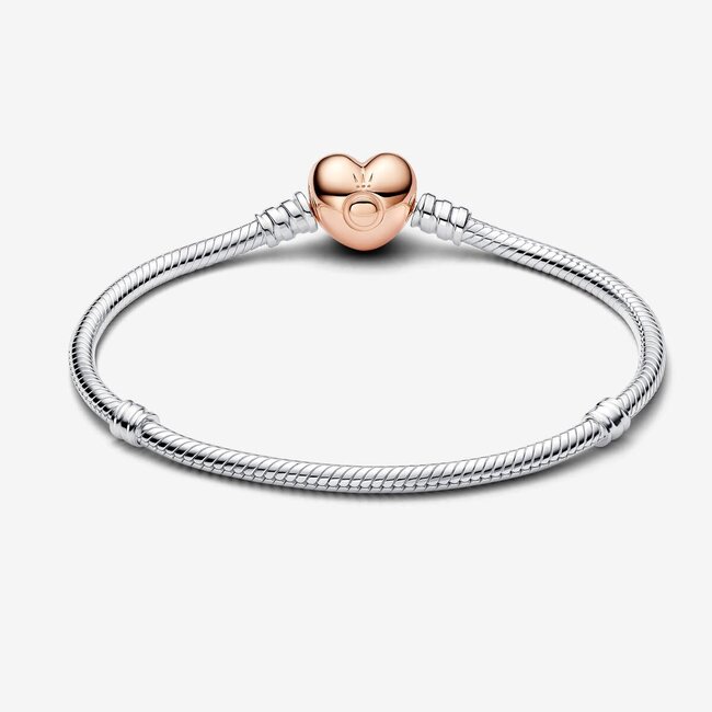 Pandora Pandora Armband 580719-17 Zilver met Rose Gouden Plating Hart Slot Maat 17