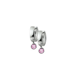 Blinckers Jewelry Huiscollectie BJ Oorbellen 13.23223 Zilver klapoorbellen met roze steen