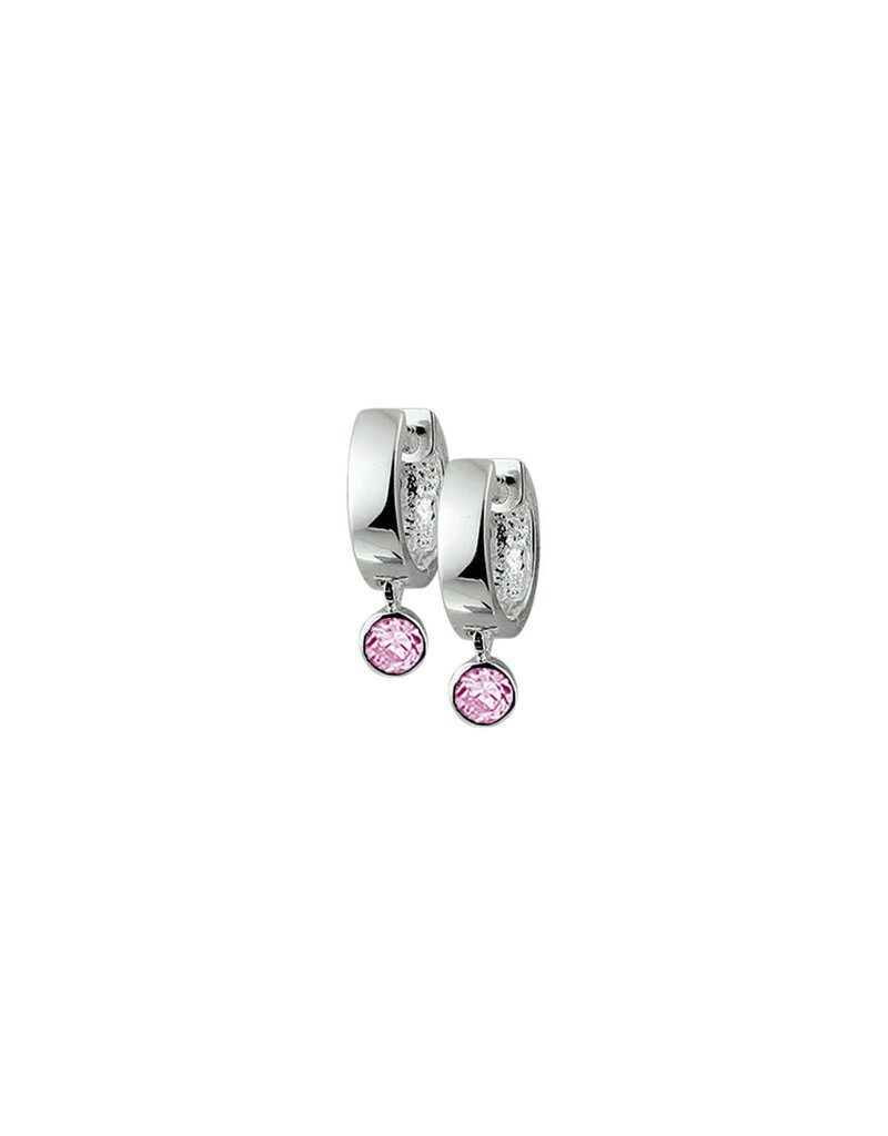 Blinckers Jewelry Huiscollectie BJ Oorbellen 13.23223 Zilver klapoorbellen met roze steen