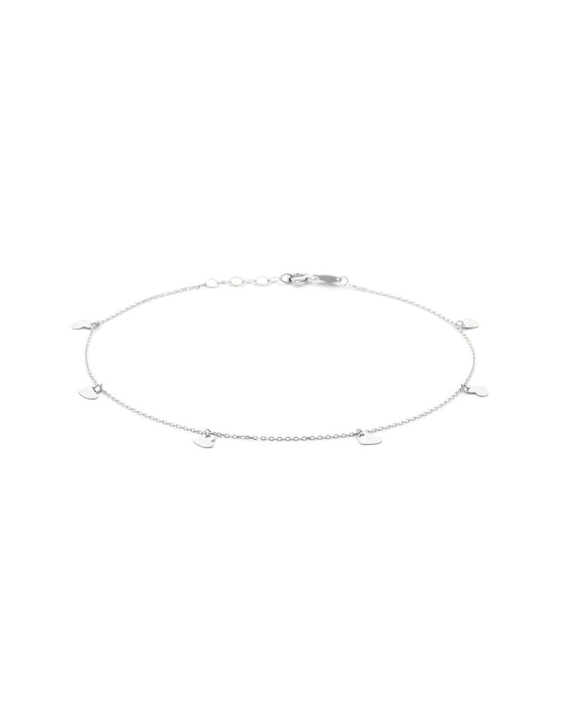 Blinckers Jewelry Huiscollectie BJ enkelband 13.38893 Zilver met hartjes 24cm + 2cm