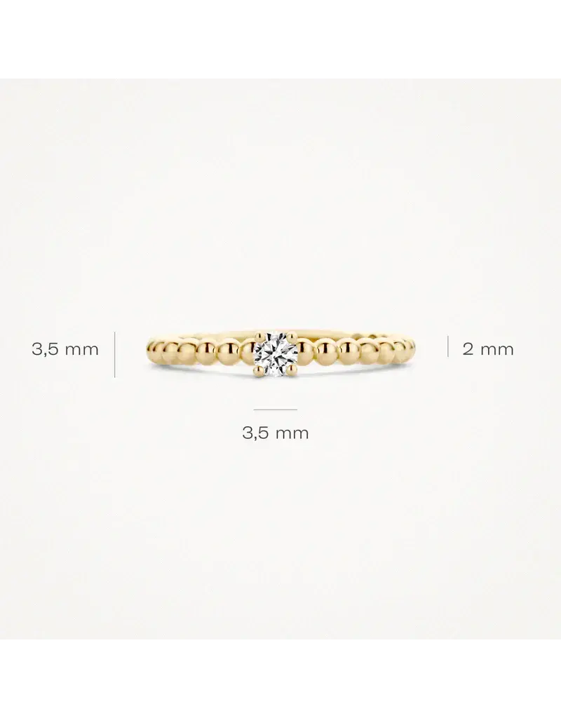 Blush Blush Solitair Ring 1111YZI/54 14k Geelgoud met Bolletje gezet met Briljant geslepen Zirkonia Maat 54