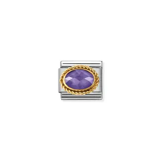 Nomination Nomination Schakel 030602-001 Composable Classic Staal 18k Geelgoud met Violet Steen Nomination Nomination Schakel 030602-001 Composable Classic Staal 18k Geelgoud met Violet Steen