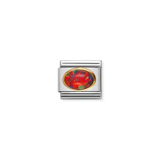 Nomination Nominiation Schakel 030507-08 Composable Classic Staal met 18k Geelgoud met Rood Opal