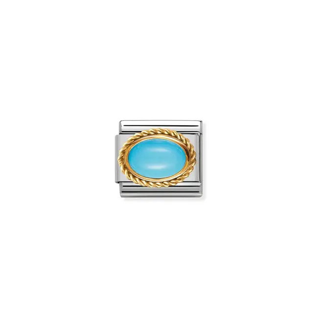 Nomination Nomination Schakel 030507-06 Composable Classic Staal met 18k Geelgouden Zetting Turqouise Steen