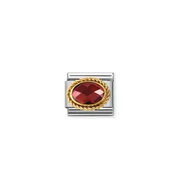 Nomination Nomination Schakel 030602-005 Composable Classic Staal met 18k Geelgouden Zetting Rosso Red