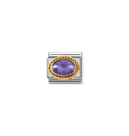 Nomination Nomination Schakel 030508-02 Composable Classic Staal met 18k Geelgouden Zetting en Amethyst steen